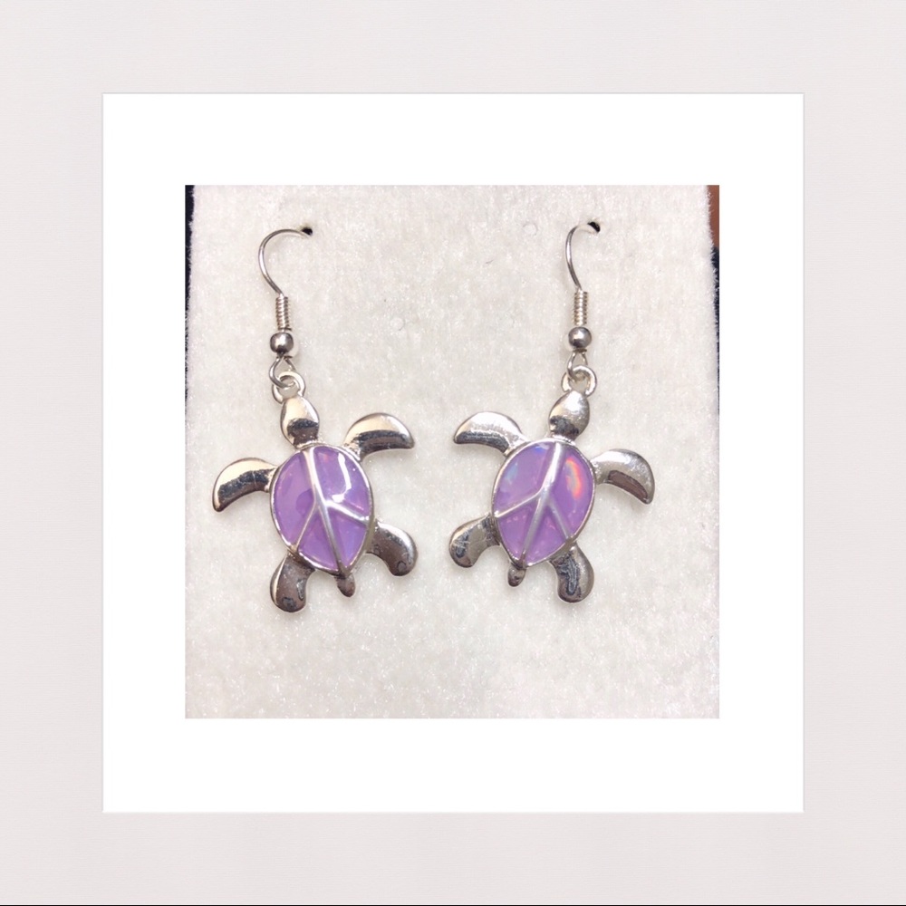 Purple Peace Turtle Drop Earrings